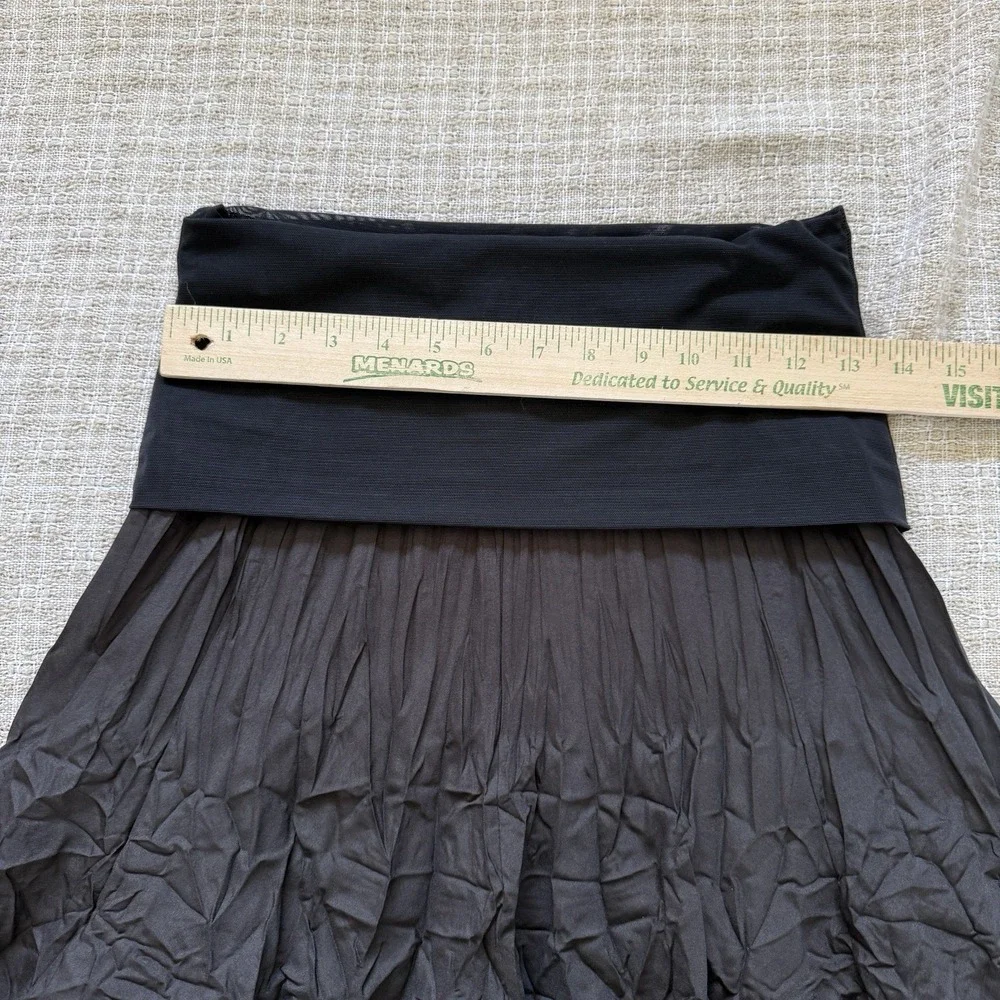 VTG Joseph Ribkoff Black Crinkle Skirt S/M 8 Fairy Grunge Whimsigoth Witchy Midi